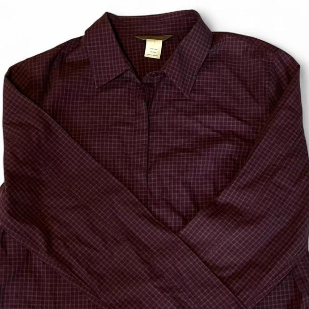 J Crew Dark Purple & Pink Plaid Placket Button Down